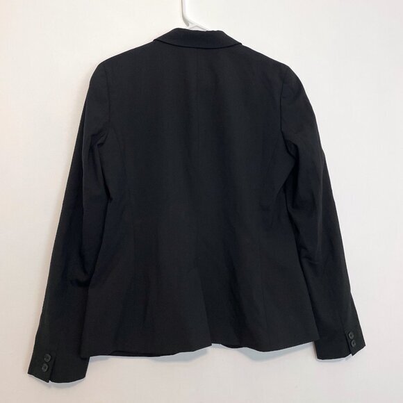 GAP Solid Black w Black Satin Lapel Tuxedo Style Preppy WOOL Blend Blazer Jacket - Picture 12 of 16